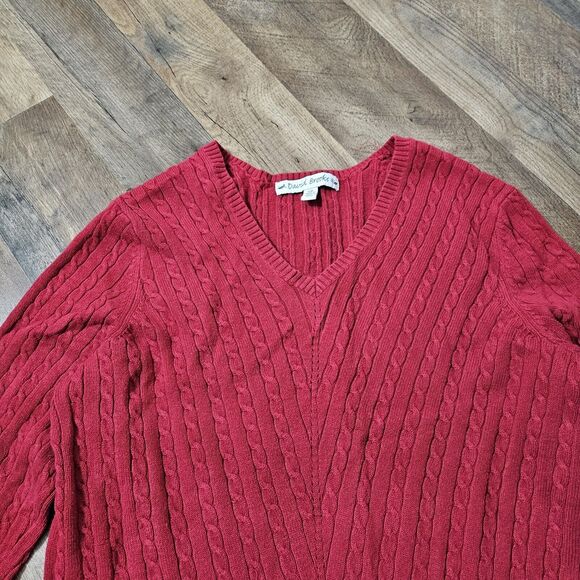 Vintage David Brooks Womens Small V Neck Cable Sweater. Made in Japan. Red. - Picture 6 of 7